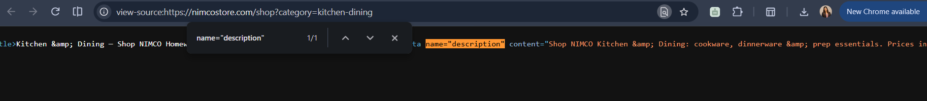 Evidence 4 — Category-specific meta description