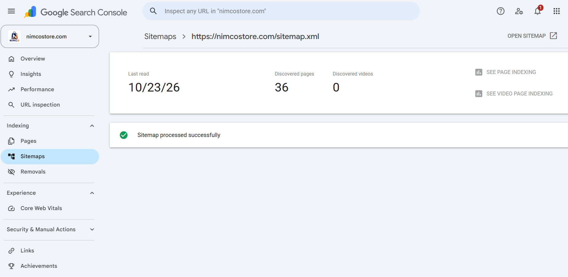Evidence 6 — Sitemap verification